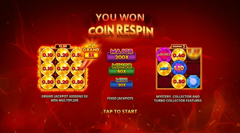 Blazing Coins Deluxe monetų re-spin
